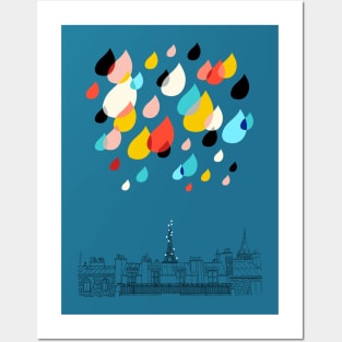 Parisian Blue Rain Posters and Art